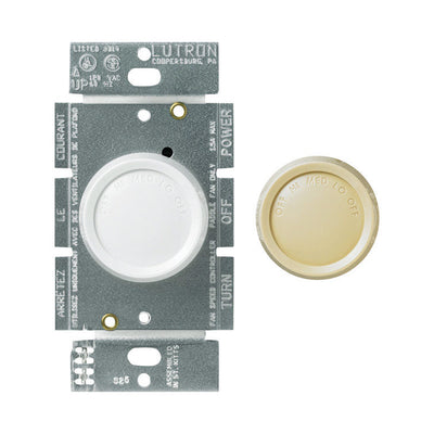 Lutron 1.5 amps Single Pole Rotary Fan Control Ivory, White
