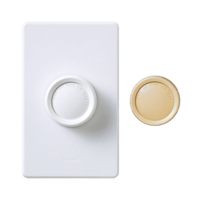 Lutron 1.5 amps Single Pole Rotary Fan Control Ivory, White