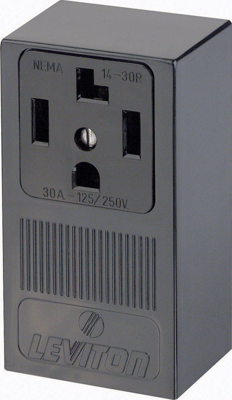 Leviton 30 amps 125/250 V Single Black Outlet 14-30R