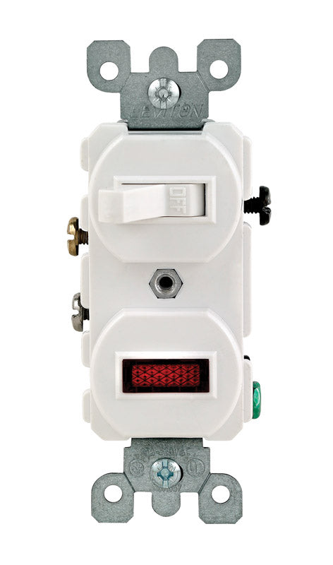 Leviton 15 amps Single Pole Combination Switch w/ Pilot White