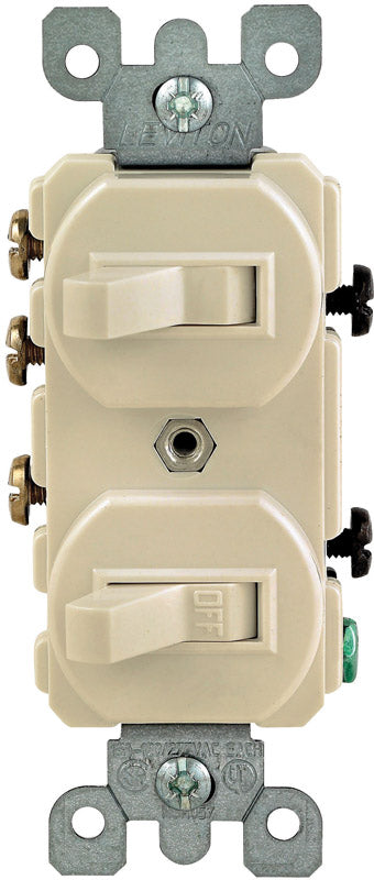Leviton 15 amps Single Pole or 3-way Rocker Duplex Combination Switch Ivory