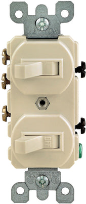 Leviton 15 amps Single Pole or 3-way Rocker Duplex Combination Switch Ivory