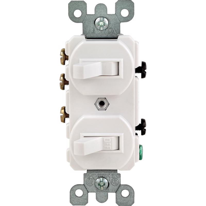 Leviton 15 amps Single Pole or 3-way Rocker Duplex Combination Switch White