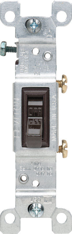 Leviton 15 amps Single Pole Toggle AC Quiet Switch Brown