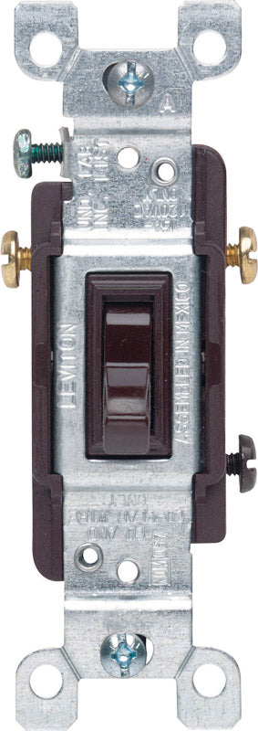 Leviton 15 amps Three Pole Toggle AC Quiet Switch Brown