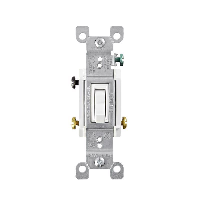 Leviton 15 amps Three Pole 3-Way Toggle AC Quiet Switch White