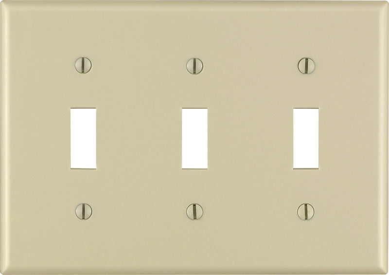 Leviton Ivory 3 gang Thermoset Plastic Toggle Wall Plate