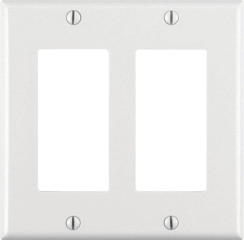 Leviton Decora White 2 gang Thermoset Plastic Decorator Wall Plate