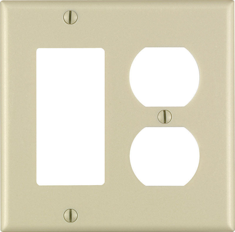 Leviton Ivory 2 gang Plastic Decorator/Duplex Wall Plate