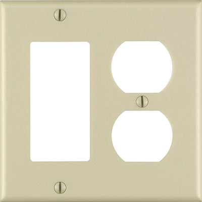 Leviton Ivory 2 gang Plastic Decorator/Duplex Wall Plate