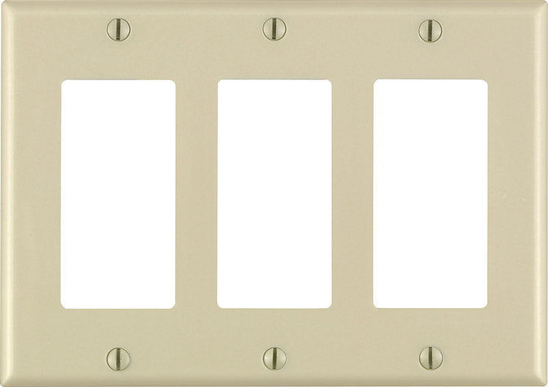 Leviton Decora Ivory 3 gang Thermoset Plastic Decorator Wall Plate