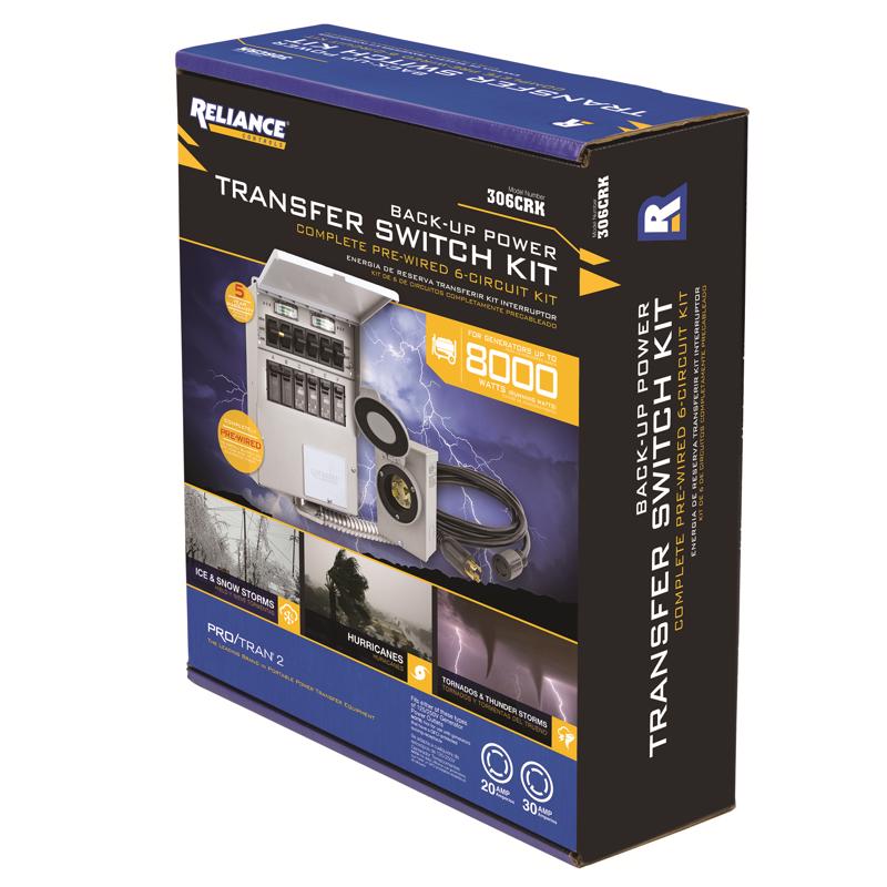 Reliance Controls Pro/Tran 2 30 amps 120/240 V 6 space 6 circuits Surface Mount Generator Power Tran