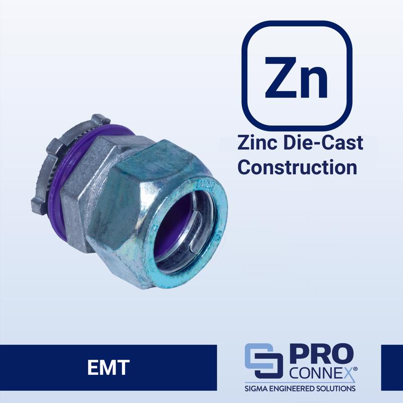 Sigma Electric ProConnex 1 in. D Die-Cast Zinc Rain-Tight Compression Connector For EMT