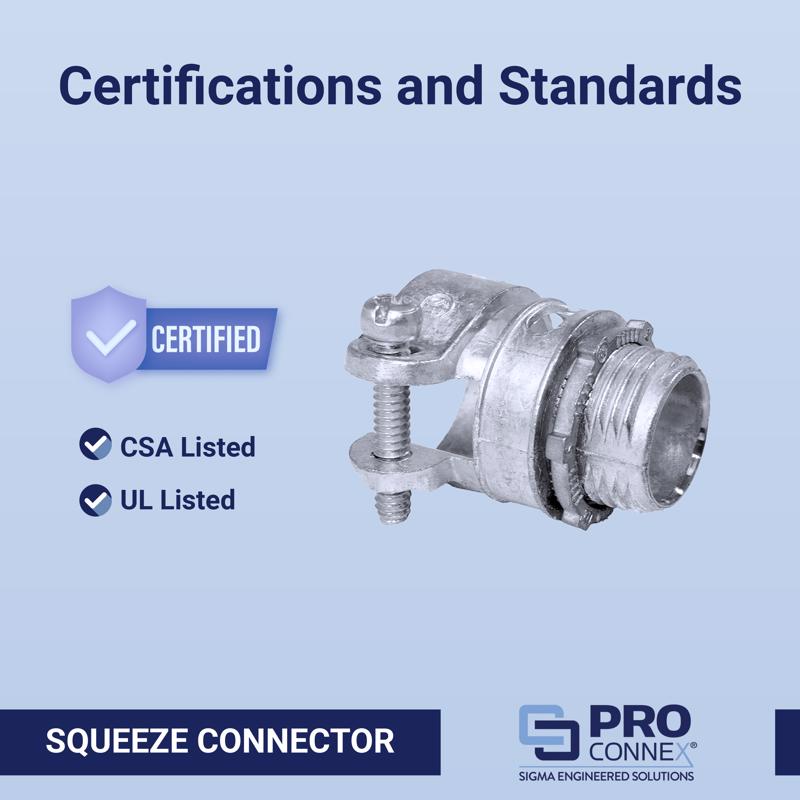 Sigma Electric ProConnex 1 in. D Die-Cast Zinc Squeeze Connector For BX, MC and FLEX