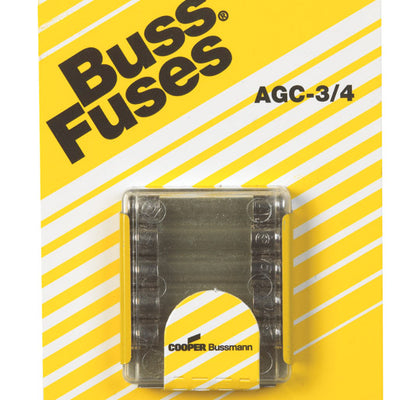 Bussmann 0.75 amps Fast Acting Glass Fuse 5 pk