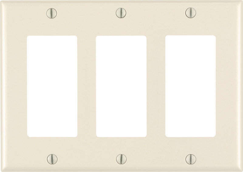 Leviton Almond 3 gang Thermoset Plastic Decorator Wall Plate