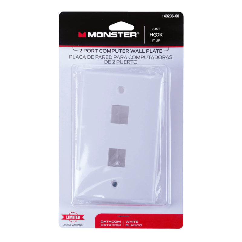 Monster Just Hook It Up White 2 gang Plastic Keystone Wall Plate