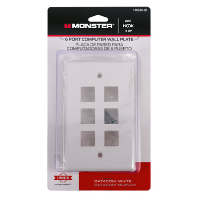 Monster Just Hook It Up White 6 gang Plastic Keystone Wall Plate