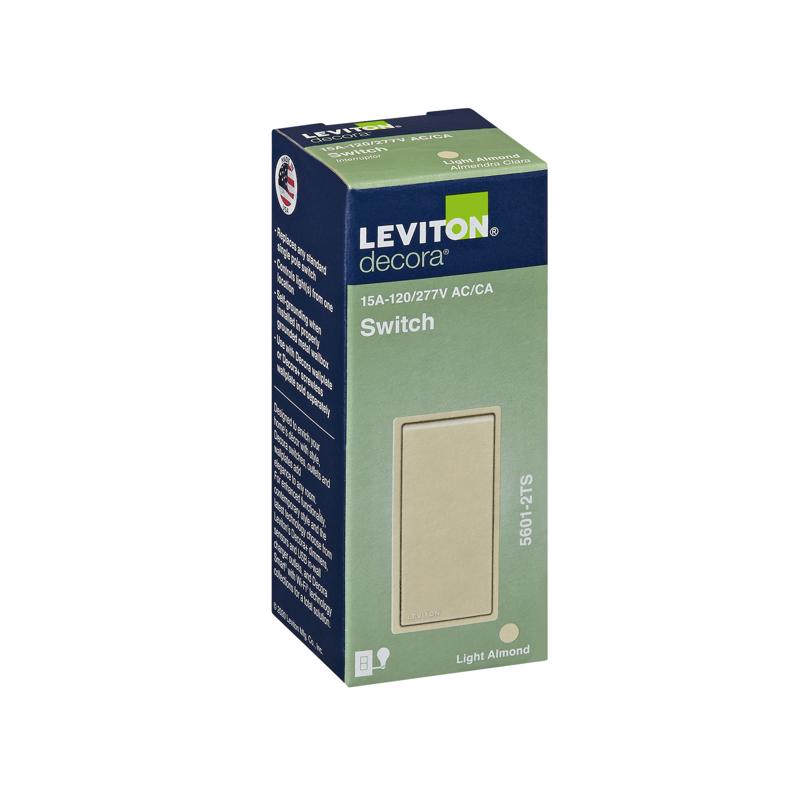 Leviton Decora 15 amps Single Pole Rocker AC Quiet Switch Light Almond