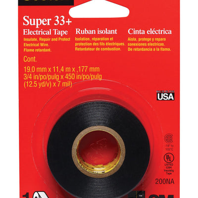 Scotch Super 33+ 3/4 in. W X 450 in. L Black Vinyl Electrical Tape