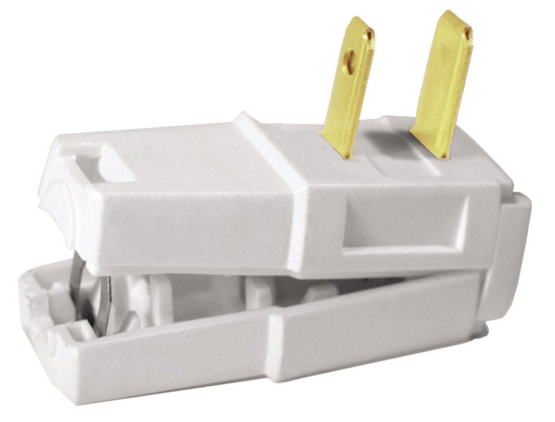 Leviton Commercial and Residential Thermoplastic Straight Blade Plug 1-15P 18/2 - 16/2 AWG 2 Pole 2