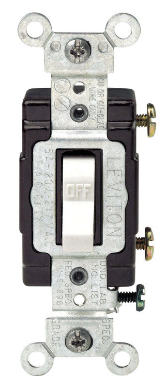 Leviton 15 amps Single Pole Toggle Switch White