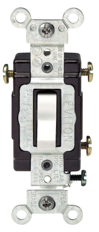 Leviton 15 amps 3-Way Toggle AC Quiet Switch White
