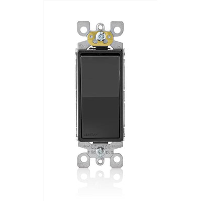 Leviton Decora 15 amps Single Pole Rocker AC Quiet Switch Black