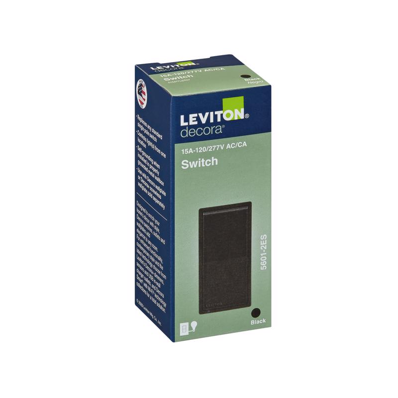 Leviton Decora 15 amps Single Pole Rocker AC Quiet Switch Black