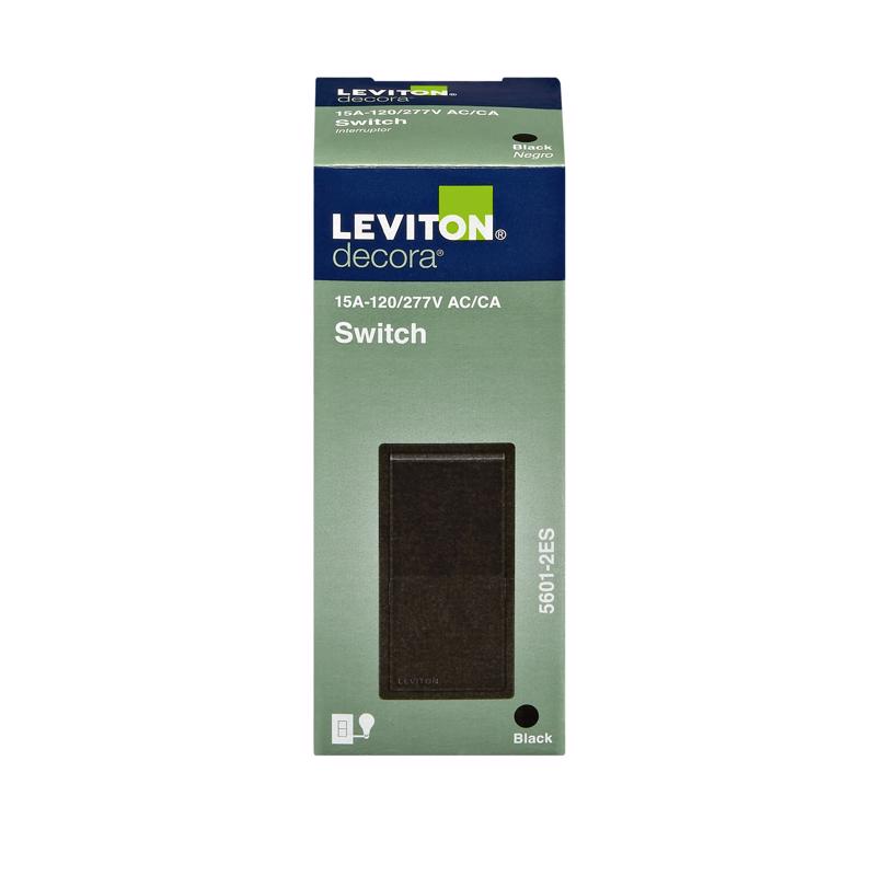Leviton Decora 15 amps Single Pole Rocker AC Quiet Switch Black