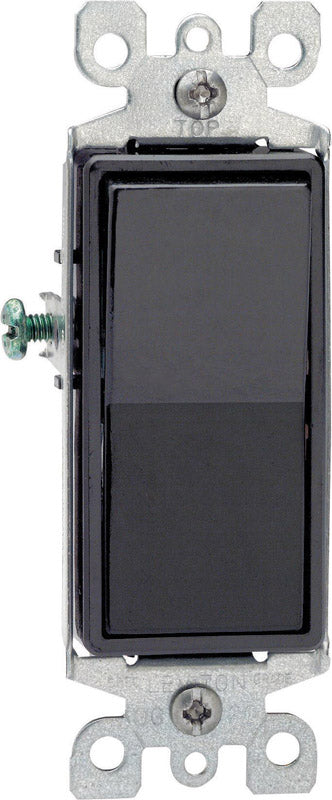 Leviton Decora 15 amps Three Pole Rocker AC Quiet Switch Black