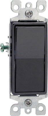 Leviton Decora 15 amps Three Pole Rocker AC Quiet Switch Black