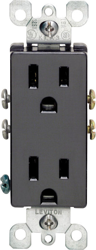 Leviton Decora 15 amps 125 V Duplex Black Outlet 5-15R