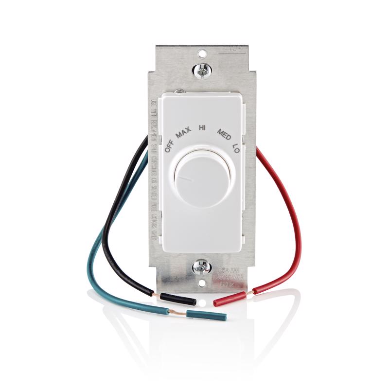Leviton Decora 1.5 amps Single Pole Rotary Fan Control White