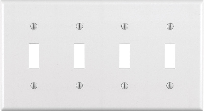 Leviton White 4 gang Thermoset Plastic Toggle Wall Plate