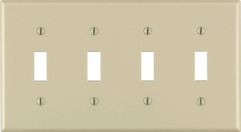 Leviton Ivory 4 gang Thermoset Plastic Toggle Wall Plate