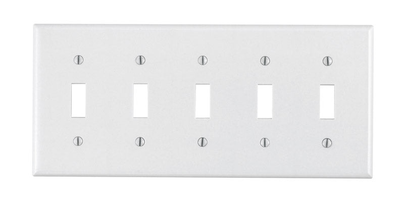 Leviton White 5 gang Plastic Toggle Wall Plate