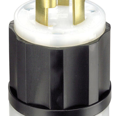 Leviton Industrial Thermoplastic Curved Blade/Ground Locking Plug L6-30P 16-8 AWG 2 Pole 3 Wire
