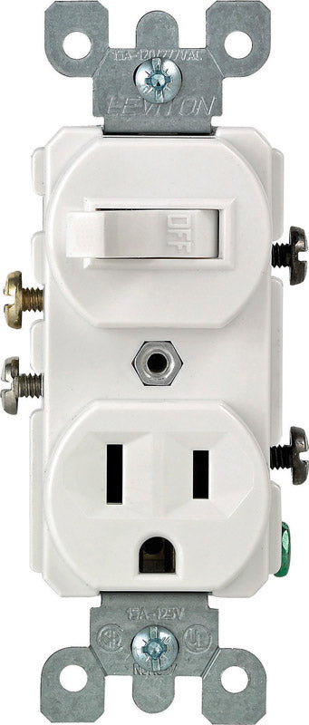 Leviton 15 amps Single Pole Combination Switch & Receptacle White