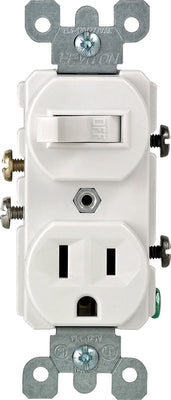 Leviton 15 amps Single Pole Combination Switch & Receptacle White
