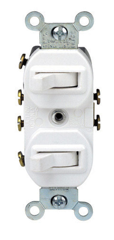 Leviton 15 amps Three Pole Toggle Duplex Combination Switch White