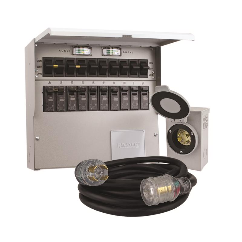 Reliance Controls Pro/Tran 2 30 amps 120/240 V 10 space 10 circuits Surface Mount Generator Power Tr