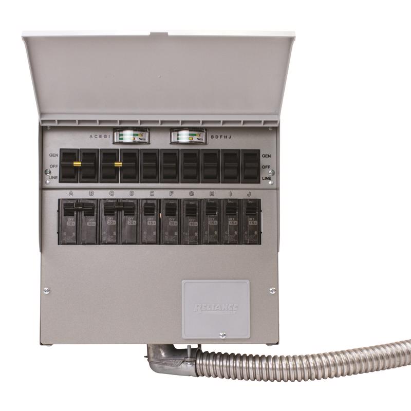 Reliance Controls Pro/Tran 2 30 amps 120/240 V 10 space 10 circuits Surface Mount Generator Power Tr