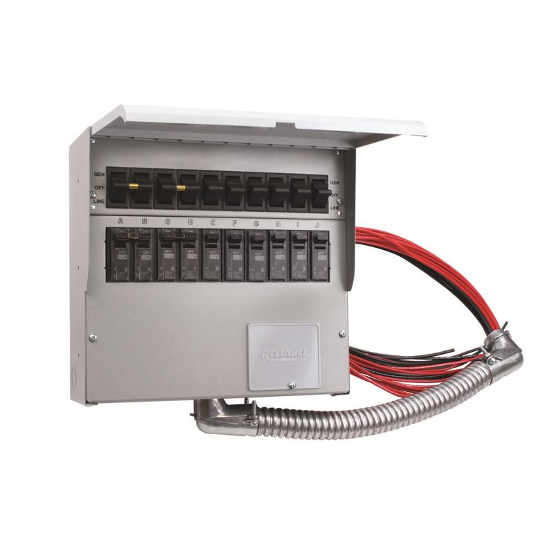 Reliance Controls Pro/Tran 2 30 amps 120/240 V 10 space 10 circuits Surface Mount Generator Power Tr