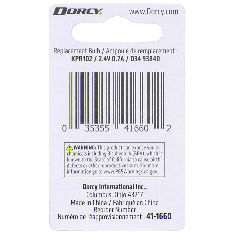 Dorcy 2D Krypton Flashlight Bulb 2.4 V Bayonet Base