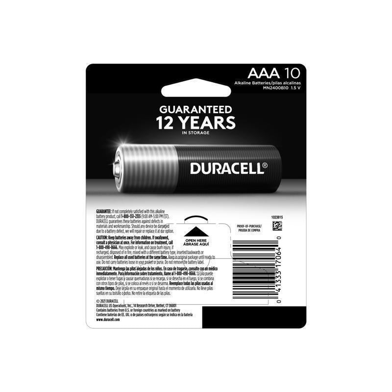 Duracell Coppertop AAA Alkaline Batteries 10 pk Carded