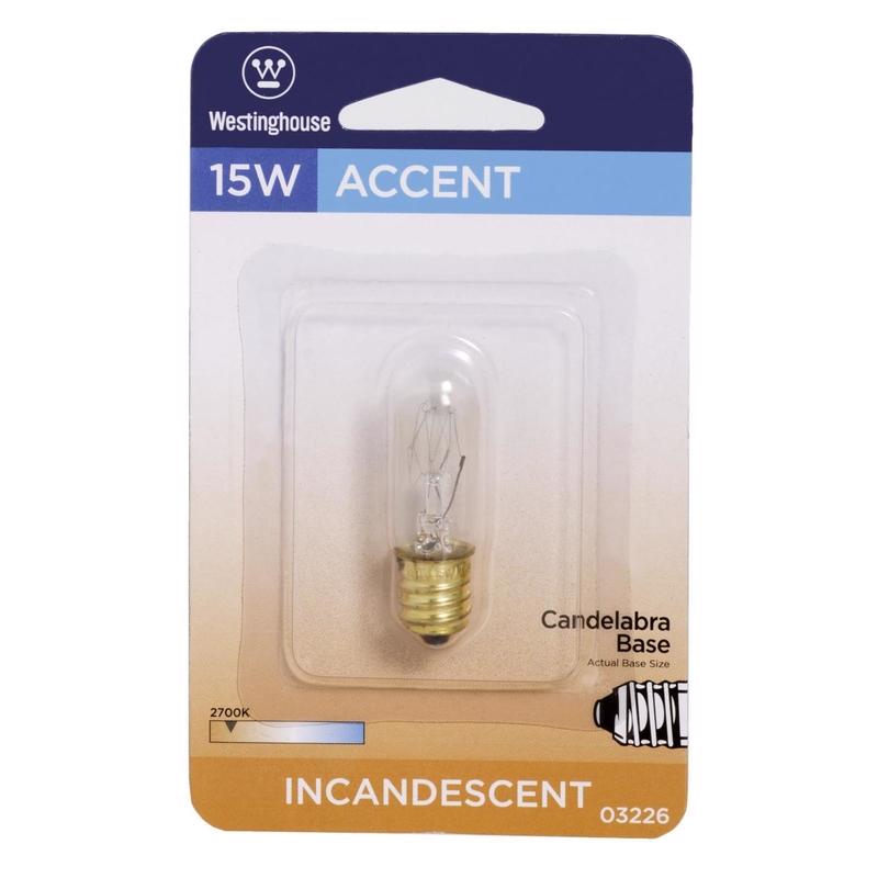 Westinghouse 15 W T7 Tubular Incandescent Bulb E12 (Candelabra) White