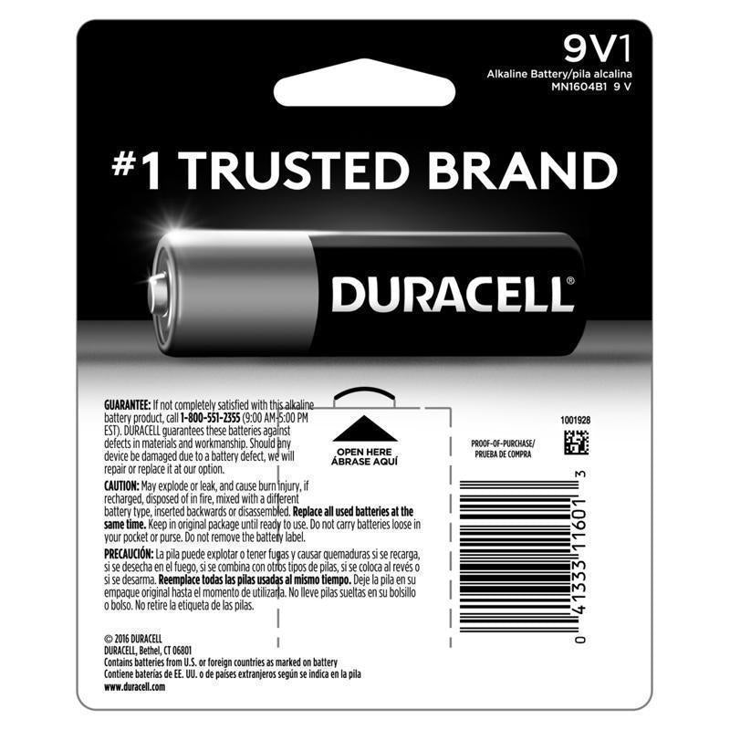 Duracell Coppertop 9-Volt Alkaline Batteries Carded