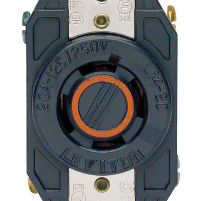 Leviton V-0-MAX 20 amps 125/250 V Single Black Locking Receptacle L14-20R