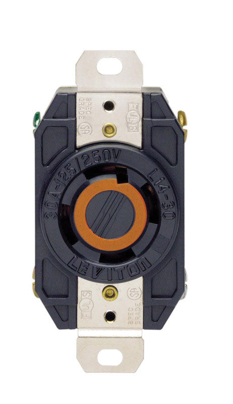Leviton V-0-MAX 30 amps 125/250 V Single Black Locking Receptacle L14-30R